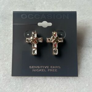 Occasion Crystal Cross Stud Earrings